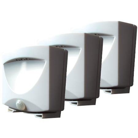 Maxsa Innovations Battery-Powered Motion-Activated Outdoor Night-Light in White, PK 3 43341